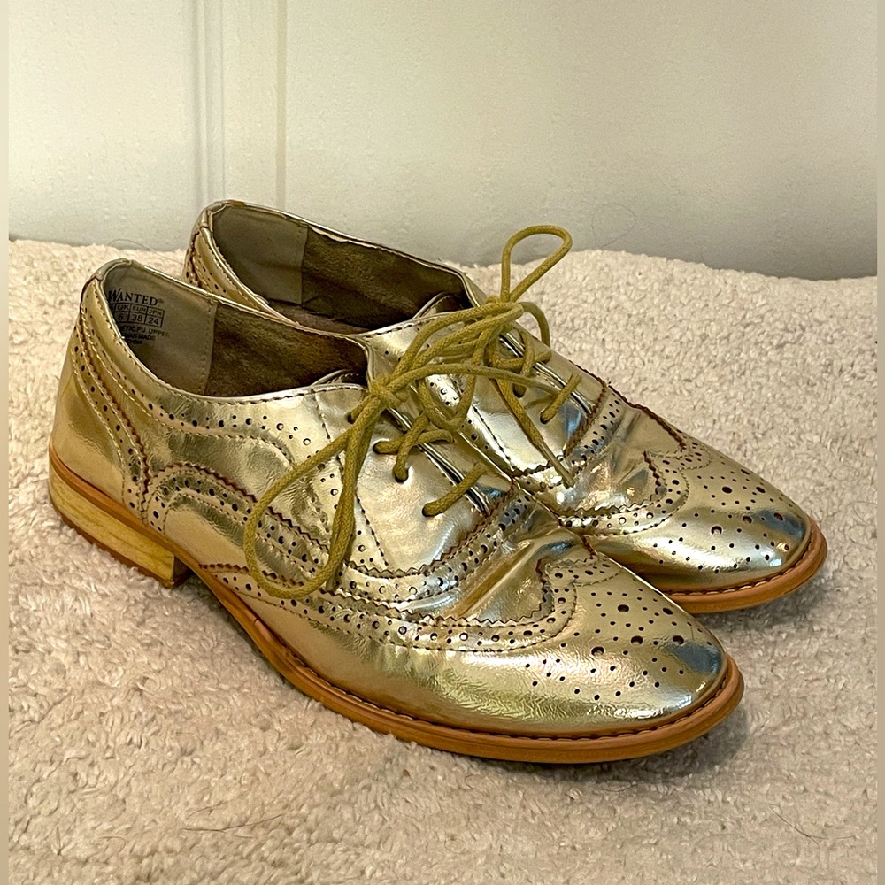 Gold Wingtip Oxfords